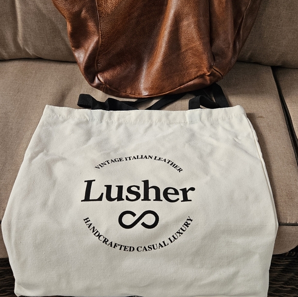 Lusher.co Cognac slouchy hobo bag NEW - Picture 6 of 11